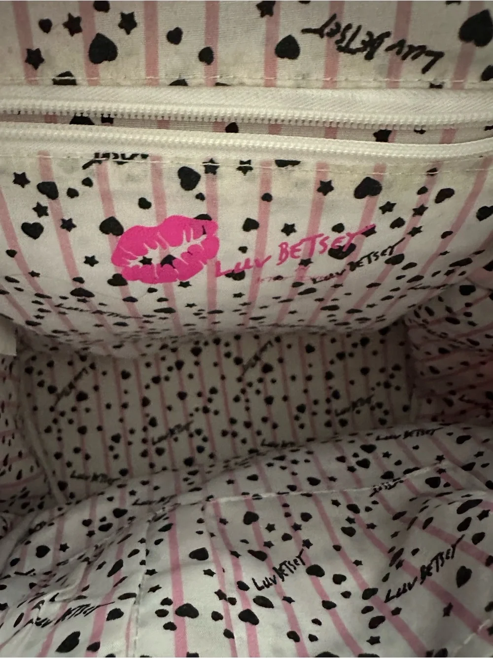 Luv Betsey Johnson Pink Black Cat Quilted Backpack Kitty Charm School Bag